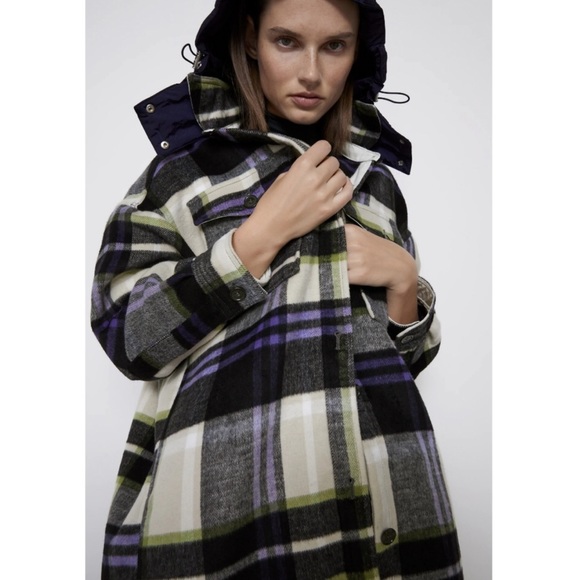 Zara hooded plaid over-shirt - Picture 8 of 12